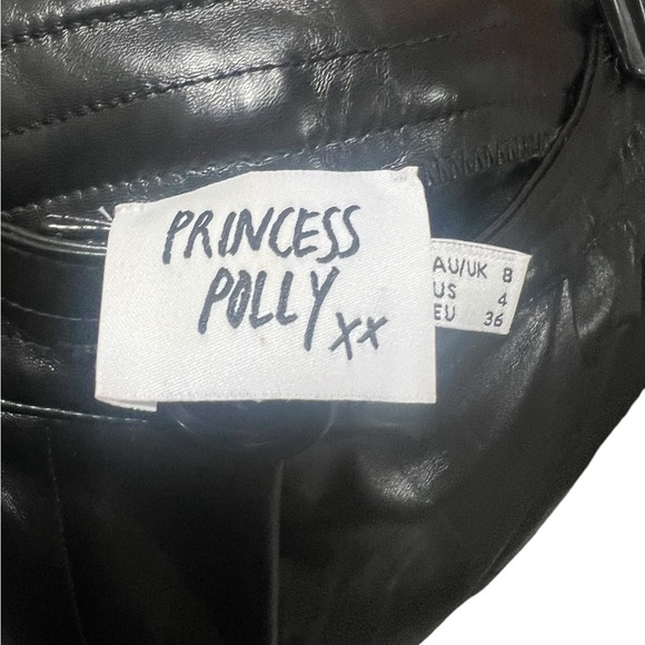 Princess Polly Love Club Black Faux Vegan Leather Straight Pants Size 4 - Picture 11 of 12